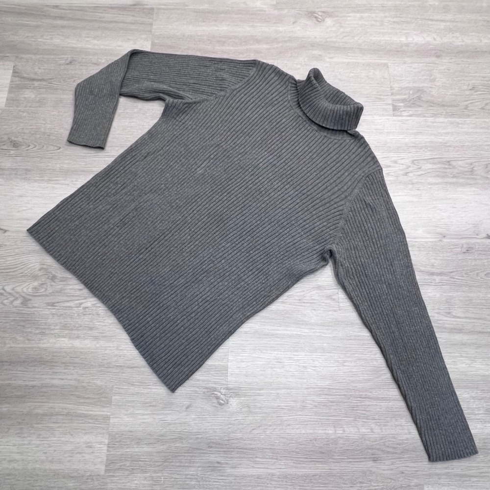 Lane Bryant Womens Gray‎ Ribbed Turtleneck Sweater Plus Size 22/24 Long Sleeve
